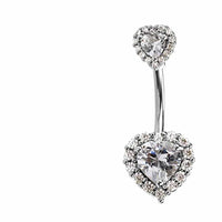 Load image into Gallery viewer, Bauchnabelpiercing aus Edelstahl Glaskristall Herz Gold PVD - chic-net.de
