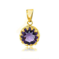 Load image into Gallery viewer, Silberanhänger Krone rund Amethyst facettiert lila 1 micron vergoldet 925er Sterling Silber - chic-net.de
