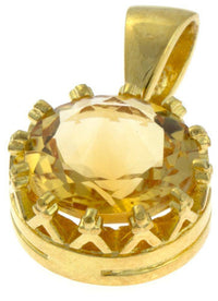 Load image into Gallery viewer, Silberanhänger Krone rund Citrin facettiert gelb 1 micron vergoldet 925er Sterling Silber - chic-net.de
