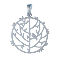 Load image into Gallery viewer, Silberanhänger matt rund Baum Vogel nickelfrei Anhänger Sterling 925 Silber - chic-net.de
