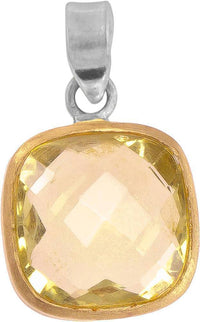 Load image into Gallery viewer, Silberanhänger Quadrat Zitronenquarz facettiert vergoldet 925er Sterling Silber Stein Anhänger - chic-net.de

