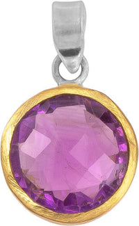 Load image into Gallery viewer, Silberanhänger rund Amethyst facettiert vergoldet 925er Sterling Silber Stein lila Anhänger - chic-net.de
