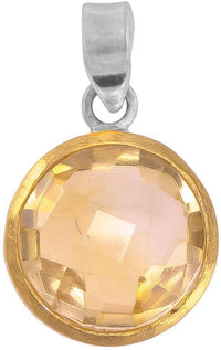 Load image into Gallery viewer, Silberanhänger rund Citrin facettiert vergoldet 925er Sterling Silber Stein gelb Anhänger - chic-net.de
