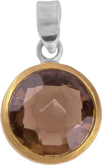 Load image into Gallery viewer, Silberanhänger rund Rauchquarz facettiert vergoldet 925er Sterling Silber Stein braun Anhänger - chic-net.de

