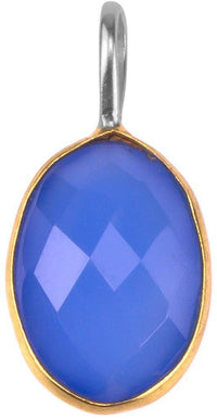 Load image into Gallery viewer, Silberanhänger vergoldet oval Stein Calcit blau facettiert 925 Sterling Silber Anhänger - chic-net.de
