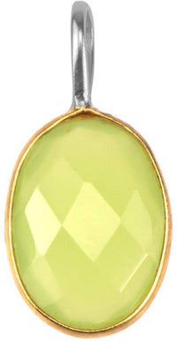 Load image into Gallery viewer, Silberanhänger vergoldet oval Stein Calcit hellgrün facettiert 925 Sterling Silber Anhänger - chic-net.de

