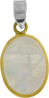 Load image into Gallery viewer, Silberanhänger vergoldet oval Stein Mondstein weiß Anhänger 925 Sterling Silber - chic-net.de
