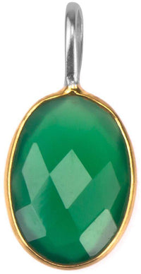 Load image into Gallery viewer, Silberanhänger vergoldet oval Stein Onyx grün facettiert 925 Sterling Silber Anhänger - chic-net.de
