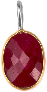 Load image into Gallery viewer, Silberanhänger vergoldet oval Stein Rubin rot facettiert 925 Sterling Silber Anhänger - chic-net.de
