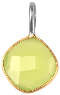Load image into Gallery viewer, Silberanhänger vergoldet Raute Stein Calcit hellgrün facettiert 925 Sterling Silber Anhänger - chic-net.de
