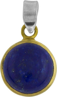 Load image into Gallery viewer, Silberanhänger vergoldet rund Stein Lapis blau Anhänger 925 Sterling Silber Lazuli - chic-net.de
