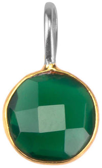 Load image into Gallery viewer, Silberanhänger vergoldet rund Stein Onyx grün facettiert 925 Sterling Silber Anhänger - chic-net.de
