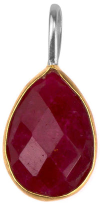 Load image into Gallery viewer, Silberanhänger vergoldet Tropfen Stein Rubin rot facettiert 925 Sterling Silber Anhänger - chic-net.de
