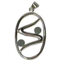 Cargar imagen en el visor de la galería, Silberanhänger zwei Jade Kugeln oval Zick Zack 3,4 cm Sterling Silber 925er Damen Schmuck Anhänger - chic-net.de
