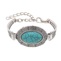 Load image into Gallery viewer, silbern Brass Armband Türkis Perle Spiralen eckig oval 14-21 cm verstellbar - chic-net.de
