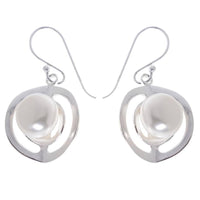 Load image into Gallery viewer, silberne Kreise Perlenohrringe Zuchtperle 925er Sterling Silber Perlen Ohrringe 18 mm - chic-net.de
