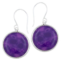 Load image into Gallery viewer, Silberohrhänger kreisförmig 18 mm Scheibe lila Stein Seilrand 925 Sterlingsilber - chic-net.de
