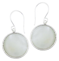 Load image into Gallery viewer, Silberohrhänger kreisförmig Scheibe Perlmutt Seilrand 18 mm 925 Sterlingsilber - chic-net.de
