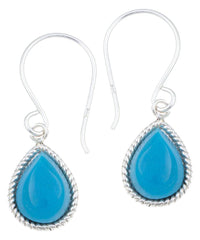 Load image into Gallery viewer, Silberohrhänger Tropfen 10 mm Türkis dunkel Seilrand 925 Sterlingsilber Ohrringe - chic-net.de
