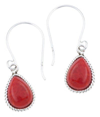 Load image into Gallery viewer, Silberohrhänger Tropfen 8 mm Koralle Seilrand 925 Sterlingsilber Ohrringe - chic-net.de
