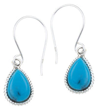 Load image into Gallery viewer, Silberohrhänger Tropfen 8 mm Türkis dunkel Seilrand 925 Sterlingsilber Ohrringe - chic-net.de
