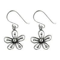 Load image into Gallery viewer, Silberohrringe 925er Silber Ohrringe Ohrhänger Schmuck Blume Silberperlen schwarz - chic-net.de
