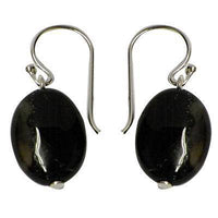 Load image into Gallery viewer, Silberohrringe aus 925er Sterling Silber Onyxohrringe Damen Onyx Stein oval gemustert - chic-net.de
