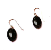 Load image into Gallery viewer, Silberohrringe aus 925er Sterling Silber Onyxohrringe Onyx Damen oval Scheibe - chic-net.de
