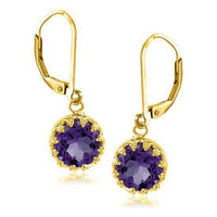 Load image into Gallery viewer, Silberohrringe Krone rund Amethyst facettiert lila 1 micron vergoldet 925er Sterling Silber 10 mm - chic-net.de
