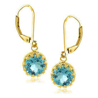 Load image into Gallery viewer, Silberohrringe Krone rund Topas blau facettiert 1 micron vergoldet 925er Sterling Silber 10 mm - chic-net.de
