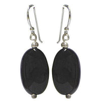 Load image into Gallery viewer, Silberohrringe mit Onyx aus 925er Sterling Silber Onyxohrringe lange Form rundlich - chic-net.de
