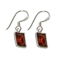 Load image into Gallery viewer, Silberohrringe Ohrhänger Zirkonia rechteckig rot facettiert 925 Silber Sterling - chic-net.de
