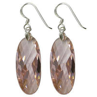 Load image into Gallery viewer, Silberohrringe Ohrringe oval facettiert rosa Zirkonia gebogen 36 mm Sterlingsilber 925 - chic-net.de
