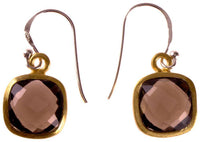 Load image into Gallery viewer, Silberohrringe Quadrat Rauchquarz facettiert vergoldet 925er Sterling Silber Stein braun - chic-net.de
