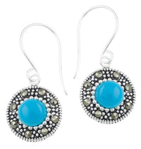 Load image into Gallery viewer, Silberohrringe rund 11 mm blau Türkis Silberrrand Glitzer 925 Sterlingsilber Ohrringe - chic-net.de
