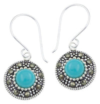 Load image into Gallery viewer, Silberohrringe rund 11 mm hell Türkis Silberrrand Glitzer 925 Sterlingsilber Ohrringe - chic-net.de
