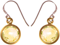 Load image into Gallery viewer, Silberohrringe rund Zitronenquarz facettiert vergoldet 925er Sterling Silber Stein gelb grün - chic-net.de
