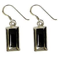 Load image into Gallery viewer, Silberohrringe, Schwarz und Silber, aus Onyx, rechteckig, 925er Sterlingsilber-Bügel, 16x8mmØ - chic-net.de
