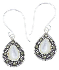 Load image into Gallery viewer, Silberohrringe Tropfen 12 mm Perlmutt Silberrrand Glitzer 925 Sterlingsilber Ohrringe - chic-net.de
