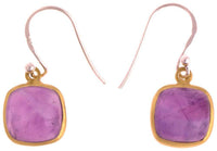 Load image into Gallery viewer, Silberohrringe vergoldet eckig Stein Amethyst lila Ohrringe 925 Sterling Silber - chic-net.de
