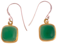 Load image into Gallery viewer, Silberohrringe vergoldet eckig Stein Onyx grün Ohrringe 925 Sterling Silber - chic-net.de
