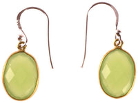 Load image into Gallery viewer, Silberohrringe vergoldet oval Stein Calcit hellgrün facettiert 925 Sterling Silber Ohrringe - chic-net.de
