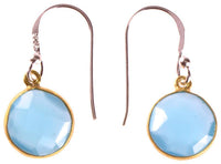 Load image into Gallery viewer, Silberohrringe vergoldet rund Stein Calcit hellblau facettiert 925 Sterling Silber Ohrringe - chic-net.de
