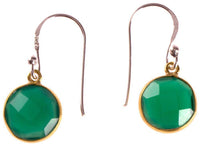 Load image into Gallery viewer, Silberohrringe vergoldet rund Stein Onyx grün facettiert 925 Sterling Silber Ohrringe - chic-net.de
