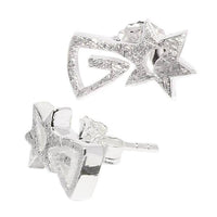 Cargar imagen en el visor de la galería, Silberohrstecker 925er Sterling Silber Ohrstecker Damen Schmuck Ohrringe Sternschnuppe Spirale Kantig - chic-net.de
