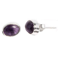 Load image into Gallery viewer, Silberohrstecker Amethyst oval 10 mm Ohrringe Ohrstecker Damen Ohrring Stecker 925er Sterling Silber - chic-net.de
