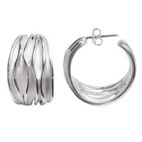 Load image into Gallery viewer, Silberohrstecker Creolen Rillen weiß 925er Sterling Silber Ohrstecker Damen Schmuck Ohrringe - chic-net.de

