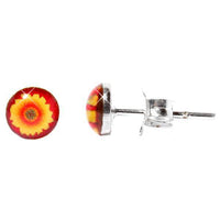 Load image into Gallery viewer, Silberohrstecker dreifarbige Blume Rot Gelb Ohrstecker Glas Sterling Silber Damen Ohrringe Schmuck - chic-net.de
