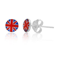 Load image into Gallery viewer, Silberohrstecker Flagge Union Jack UK Ohrstecker Glas Sterling Silber Unisex Ohrringe Schmuck - chic-net.de
