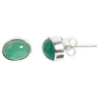 Load image into Gallery viewer, Silberohrstecker Jade grün oval 10 mm Ohrringe Ohrstecker Damen Ohrring Stecker 925er Sterling Silber - chic-net.de

